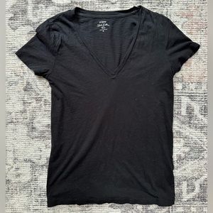 J.Crew Black Slub Cotton V-Neck Tee Women’s Small